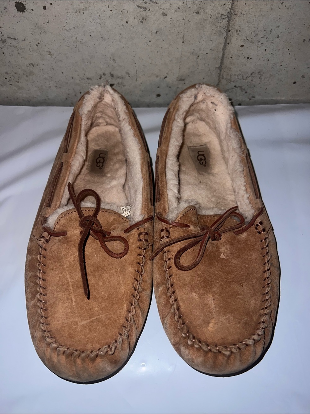 UGG Men's Chestnut Suede Shearling-Lined Moccasin Loafers